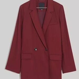 Madewell Drapeweave Caldwell Double-Breasted Blazer in Cabernet